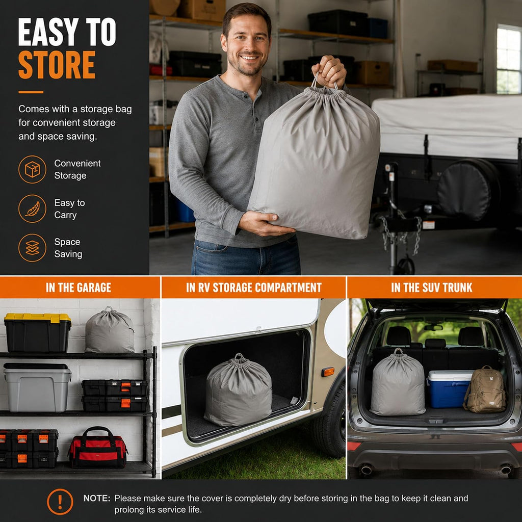 Pop Up Camper Cover for Fleetwood Coleman Cheyenne 2006-2011 | Folding Camping Trailer 420D Oxford Fabric Camper Cover Windproof Straps All Season Storage Protection