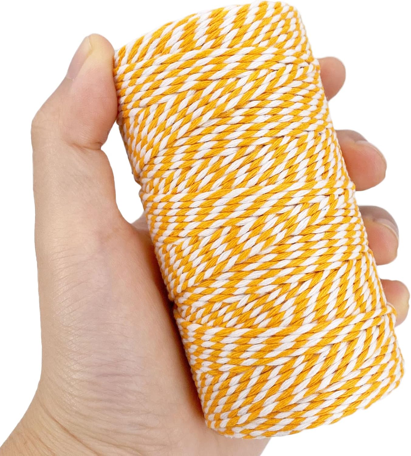 Bakers Marigold & White Cotton Twine String - 328 Feet, 2mm Thick Craft Twine for Gift Wrapping, DIY Crafts, Home Decoration, String Art, Gardening