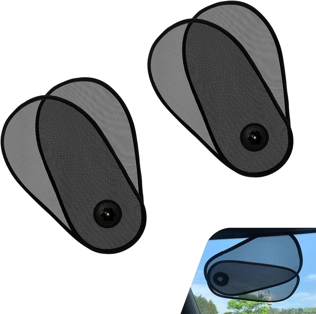 2 PCS Rotatable Car Side Window Sun Shades, Adjustable Extender Shade, Heat & Glare Protection Sun Visor with Suction Cup, Foldable Cover for Driver & Passenger Windows (Black)