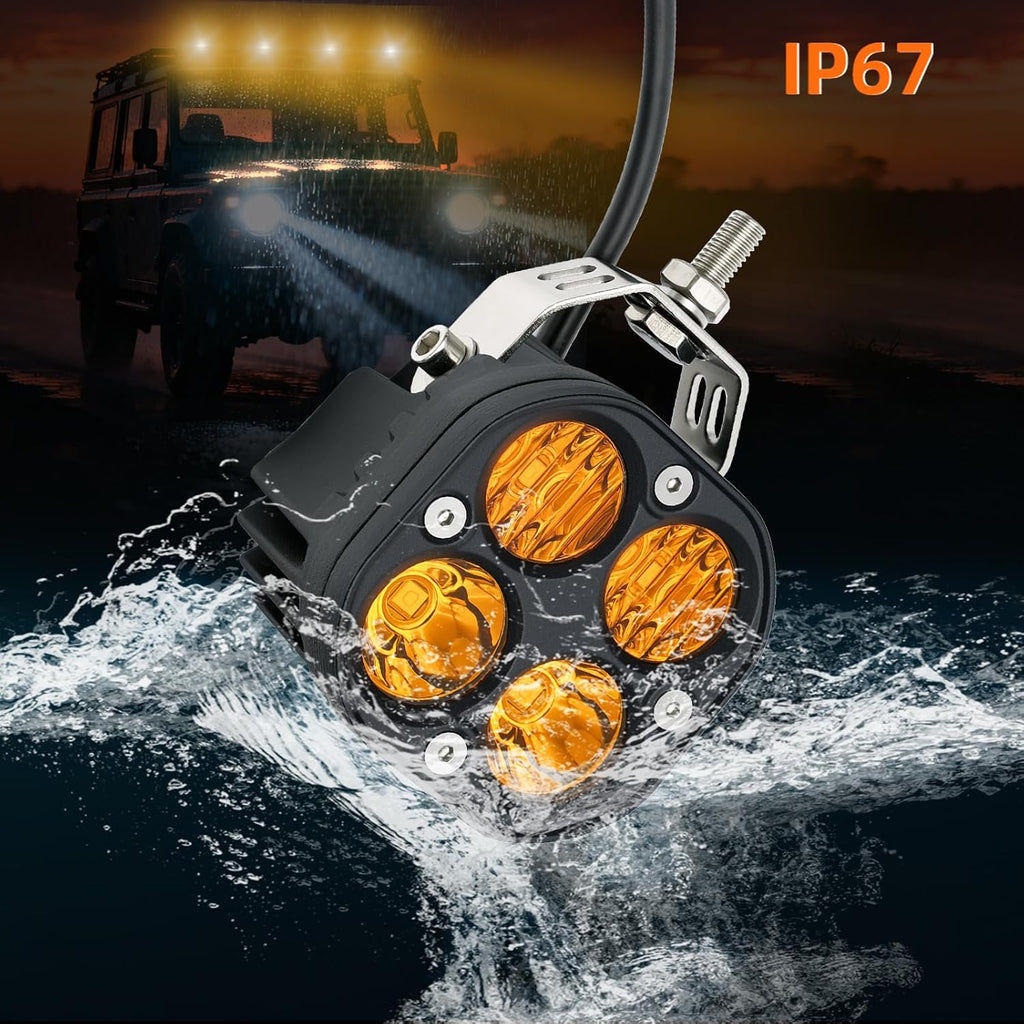 2-Pack 40W 3Inch Yellow/Amber Combo Beam LED Pod Light - Bright Off-Road Driving Fog Lights, Waterproof Auxiliary Ditch Lights for Truck, SUV, ATV, Boat, Motorcycle, Pickup, Tractor