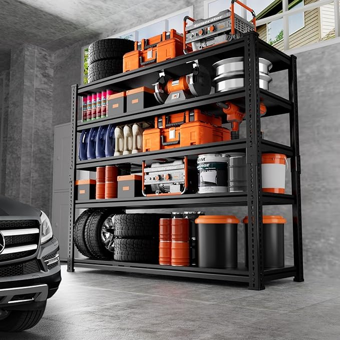 Storage Shelves Heavy Duty 4 PCS, 5-tier Adjustable Metal Industrial Utility - Image 2