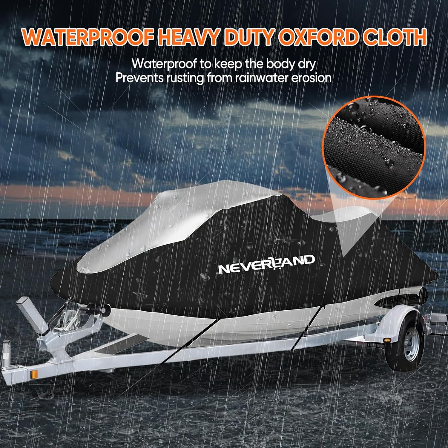 Jet Ski Cover Jetski Cover Compatible with Yamaha Seadoo, Trailerable Jet Ski Covers 2 3 Seater UV Resistant Waterproof Heavy Duty Jetski Covers with 2 Air Vents Suitable for PWC Lengths 115'' to 120"