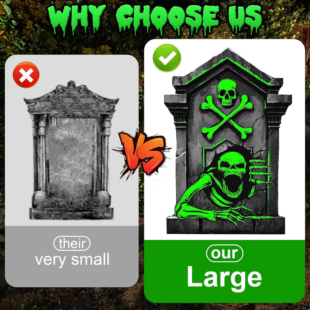 25.2in Halloween Tombstones Outdoor Decor Glow in The Dark - 5PCS Large Tombs...