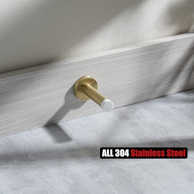 JQK Door Stopper Gold, 304 Stainless Steel Thicken 1mm Sound Dampening Door - Image 4