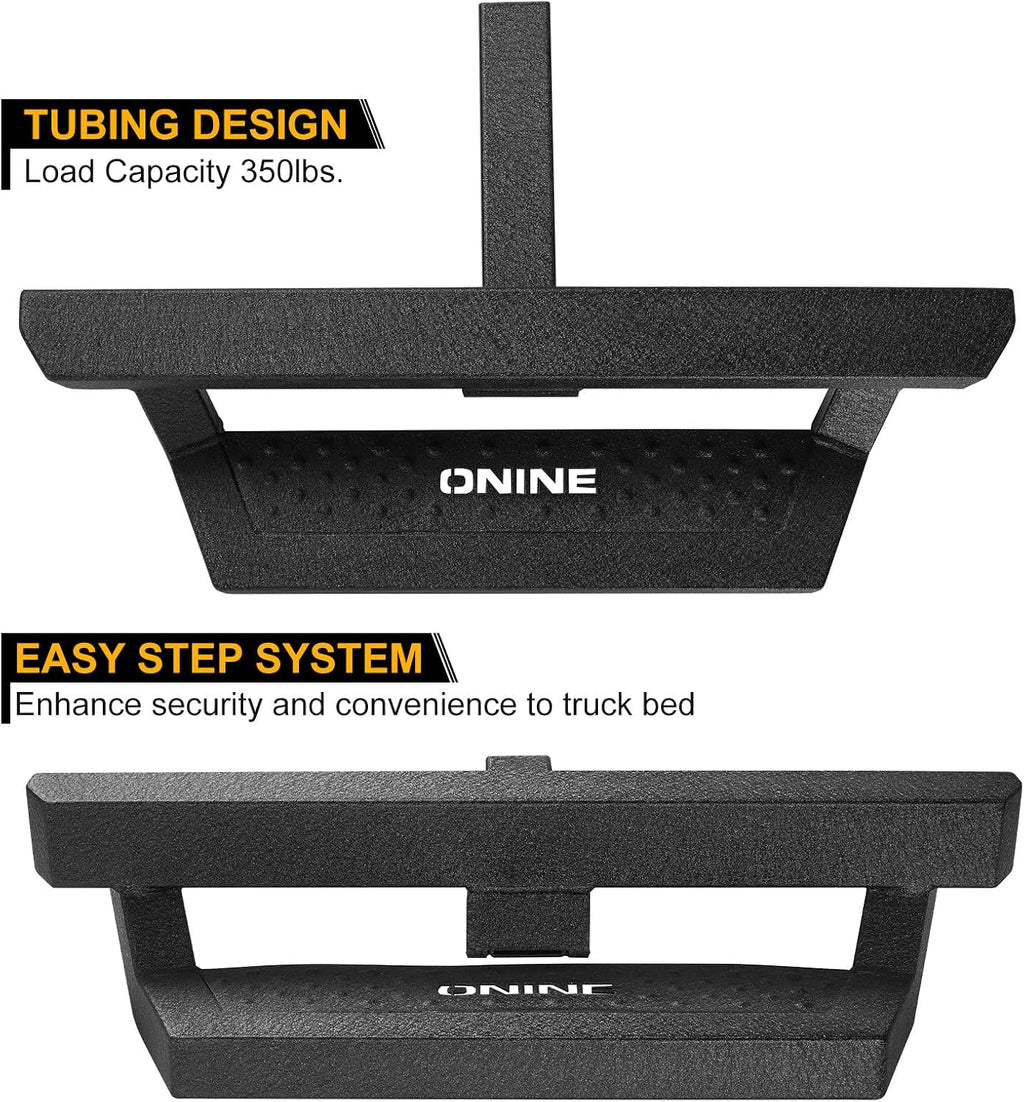 ONINE Texture Black Hitch Step with Hitch Lock and Stabilizer Fit 2” Receiver, Rear Bumper Guard, Hitch Armor