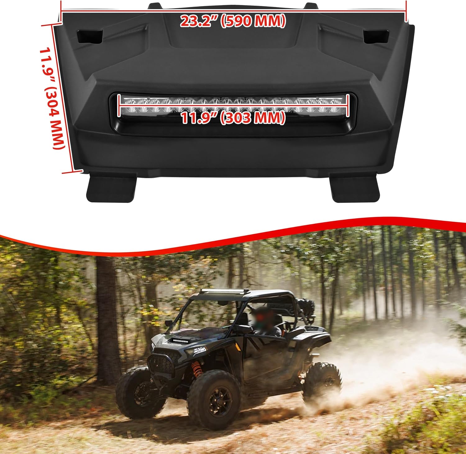 LED Turbo Hood Scoop Compatible with 2024 2025 2026 Polaris RZR XP 1000/ XP 4 1000 Accessories, Sport Hood Scoop Replacement Air Intake Kit PP Material Impact Resistant RZR Hood Accessories