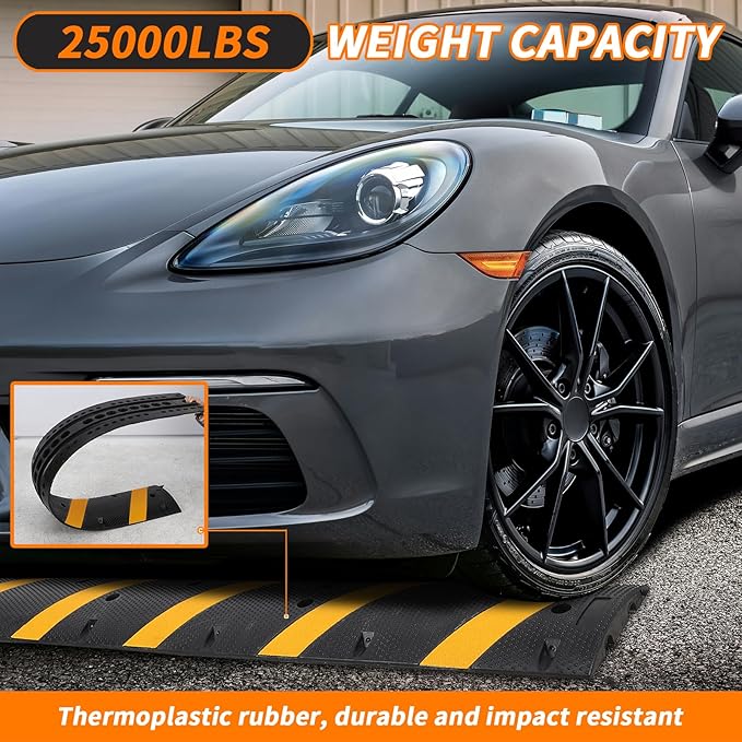 84'' Rubber Speed Bump, 1 Pack 2 Channel Modular Heavy Duty Speed Bum...