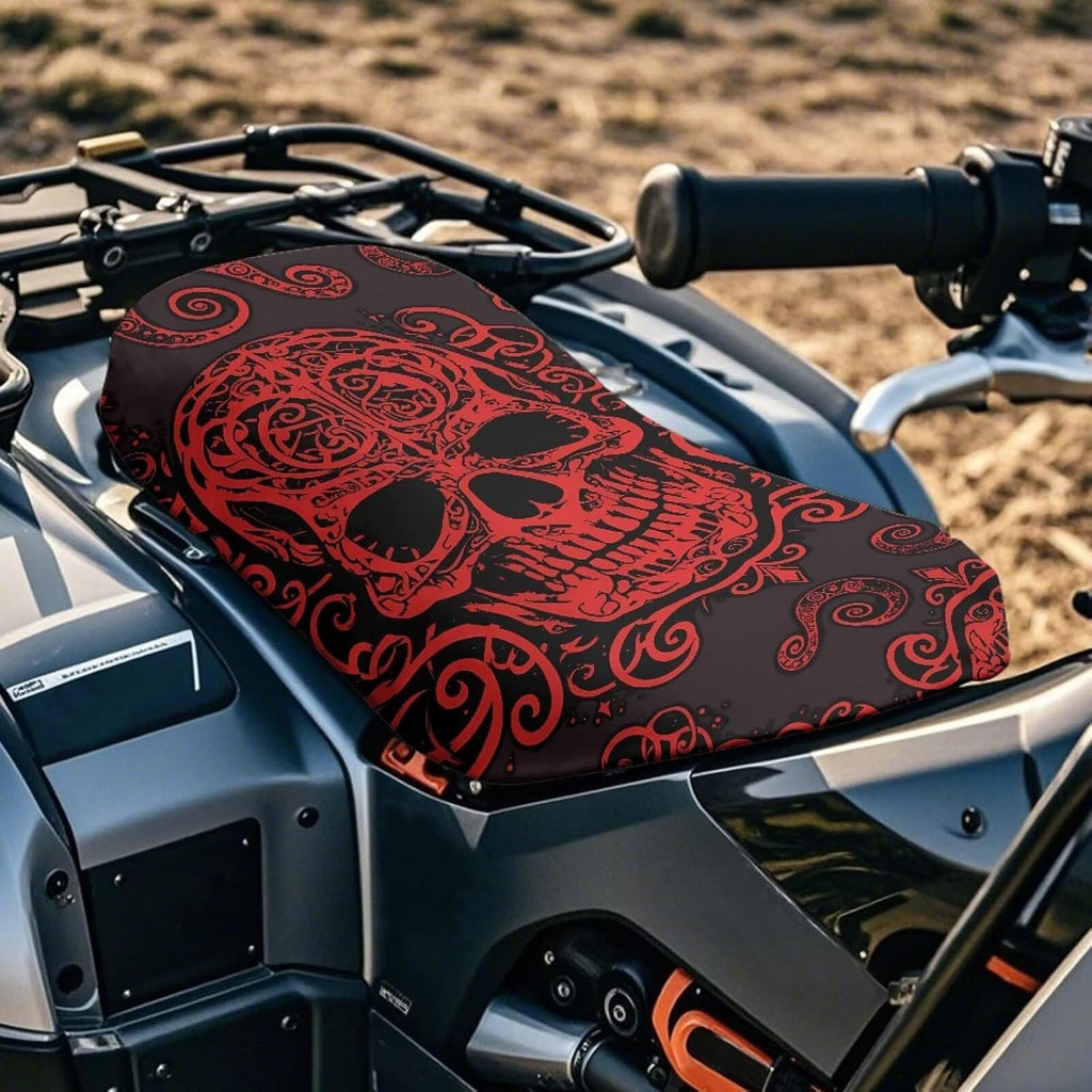 Skull Universal ATV Seat Cover Horror Halloween Bloody Skull Comfortable Breathable Soft Non Slip Seat Cover Protector Mexican Day of The Dead Compatible with Most Models