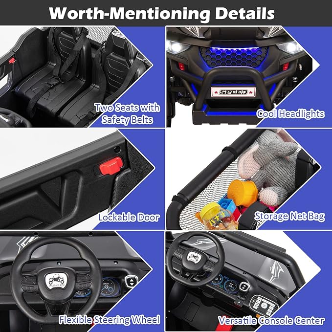 Costzon 2-Seater Ride on Car for Kids, 12V Kids' Electric Vehicles w/Remote - Image 6