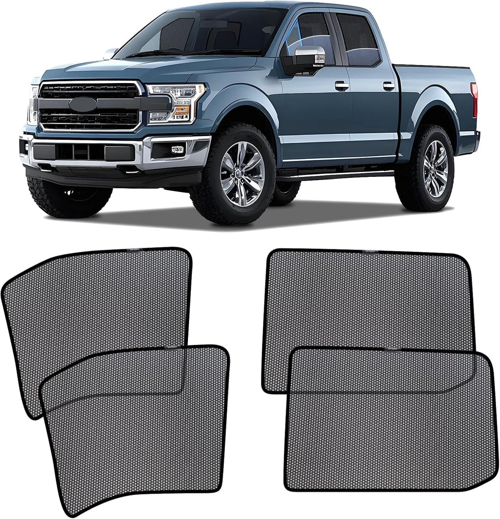 ZATOOTO Car Window Shades for Ford F-150 2015-2020, Car Window Covers for Baby Breathable Mesh Screen Blocking 99% of UV Rays and Glare, Privacy Protection for Camping and Napping