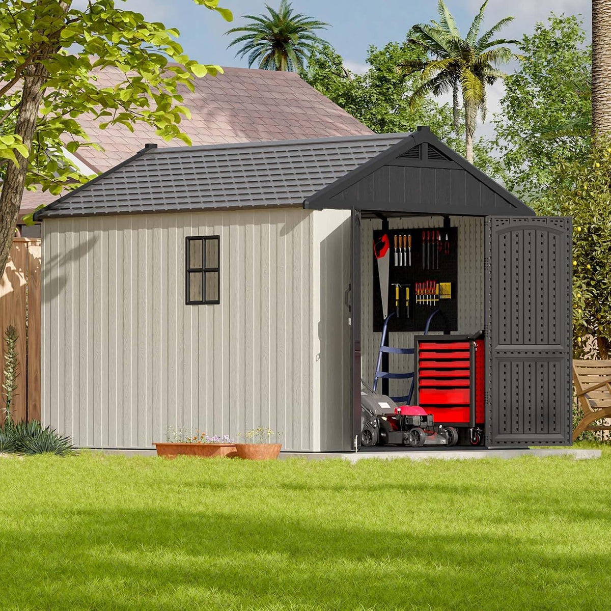 Patiowell 8x10 FT Plastic Shed Outdoor Storage Shed