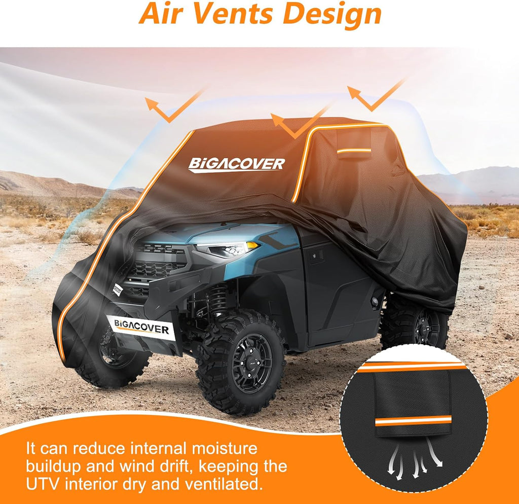 UTV Cover 2 Seater for Polaris Ranger/Can-Am Traxter/General XP 1000 | 210D Oxford & Cotton Lining All-Weather Waterproof Protection Windproof Ranger Cover 2-3 Seater