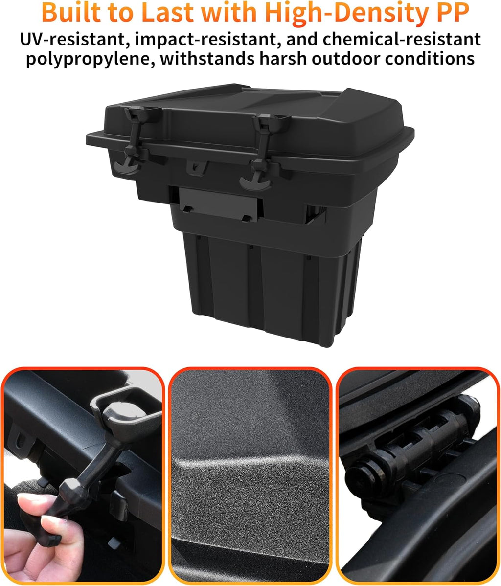 Rear Cargo Box for Kawasaki Mule Pro FXT DXT DX FX 2015-2026 Accessories, 20L Removable Waterproof Storage Bin, Heavy Duty PP Tool Box Organizer