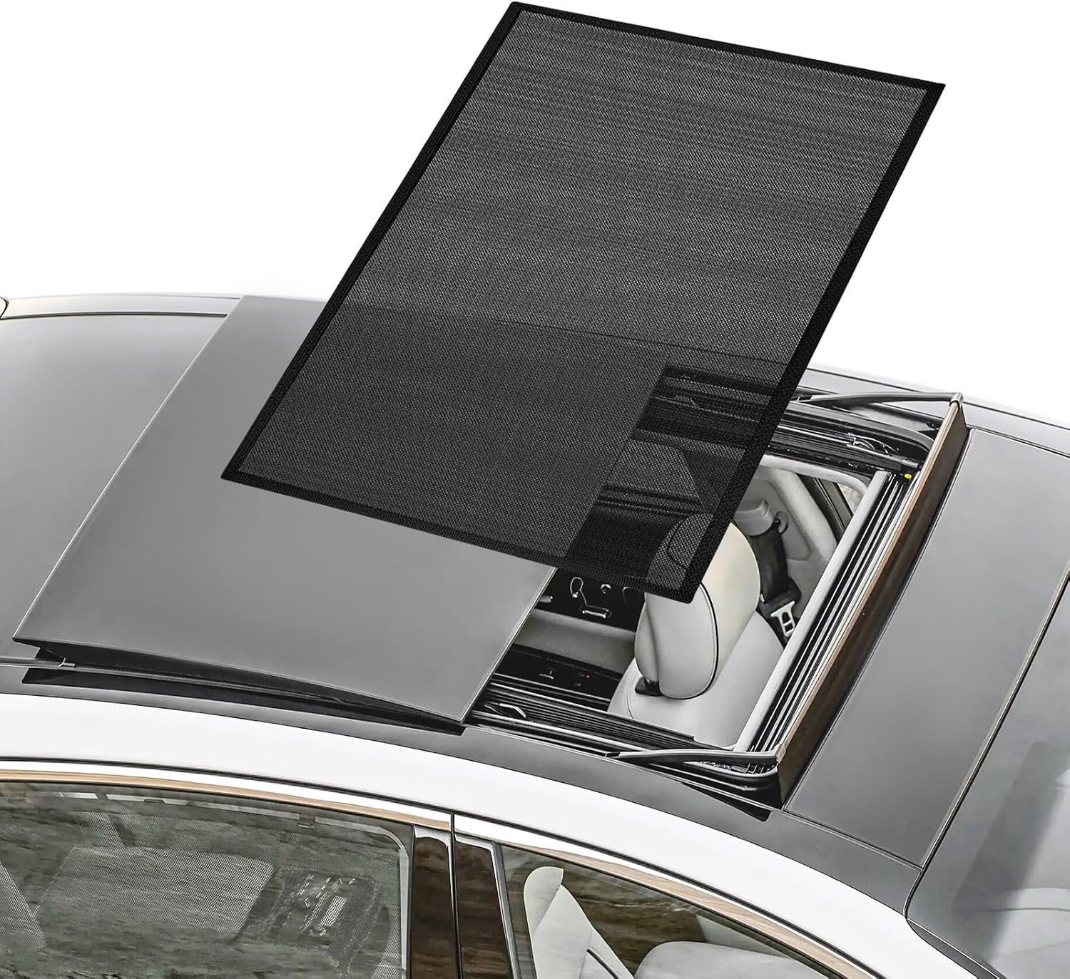 Car Sunroof Sun Shade, 25.6"×39.4" Magnetic Auto Roof Sun Shield Cover, Breathable Mesh Vehicle UV Protection Sunshade for Moonroof & Side Windows, Car Accessories