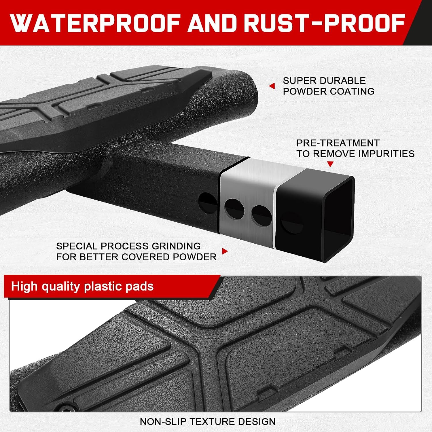 Trailer Hitch Step for 2" Hitch Receiver Universal Fit for Trucks SUV Car Van, Carbon Steel with Dual-Stage Black Powder Anti-Slip Tow Hitch Step