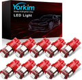 Yorkim 194 LED Bulbs Red Super Bright New 5th Generation,T10 168 LED Bulb for Car Interior Dome License Plate Map Door Courtesy Lights W5W 2825,Pack of 10