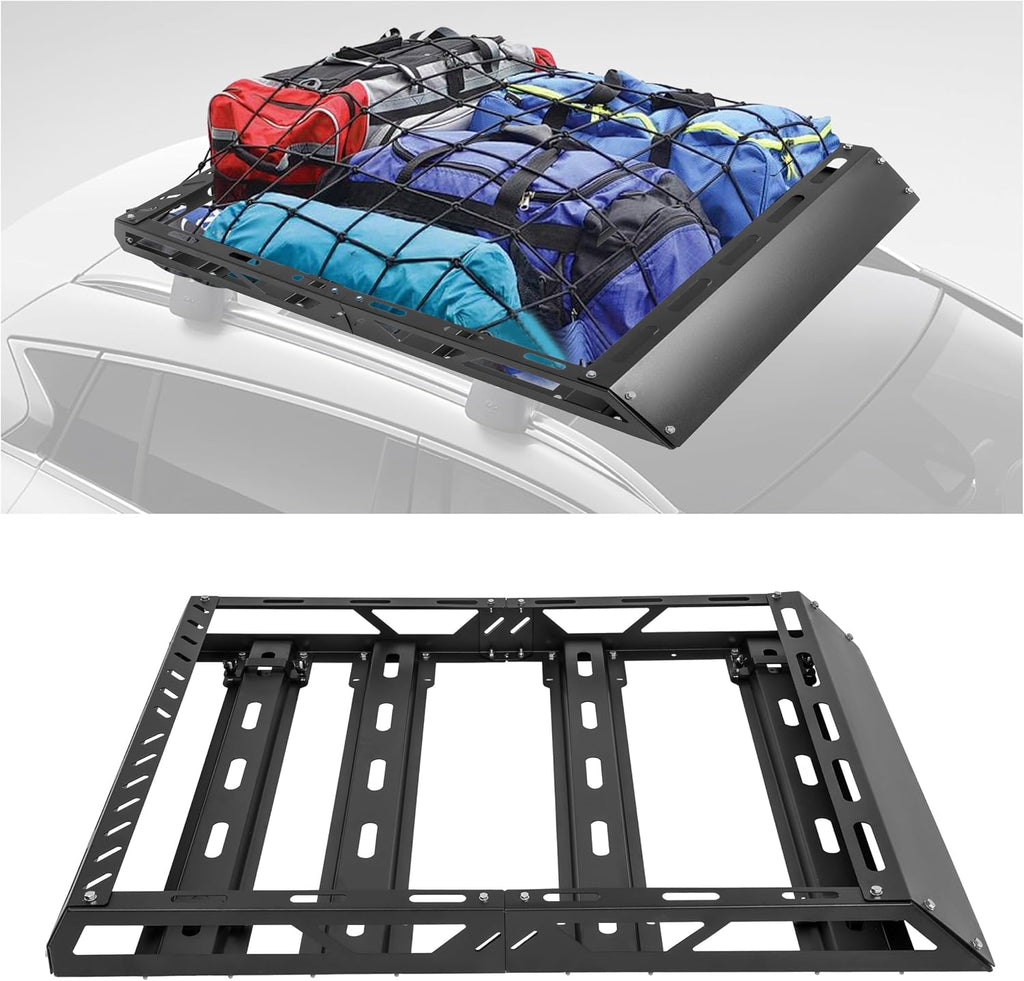 ECOTRIC 50" x 39" x 4.75" Roof Rack Cargo Basket W/Cross Bars Fit