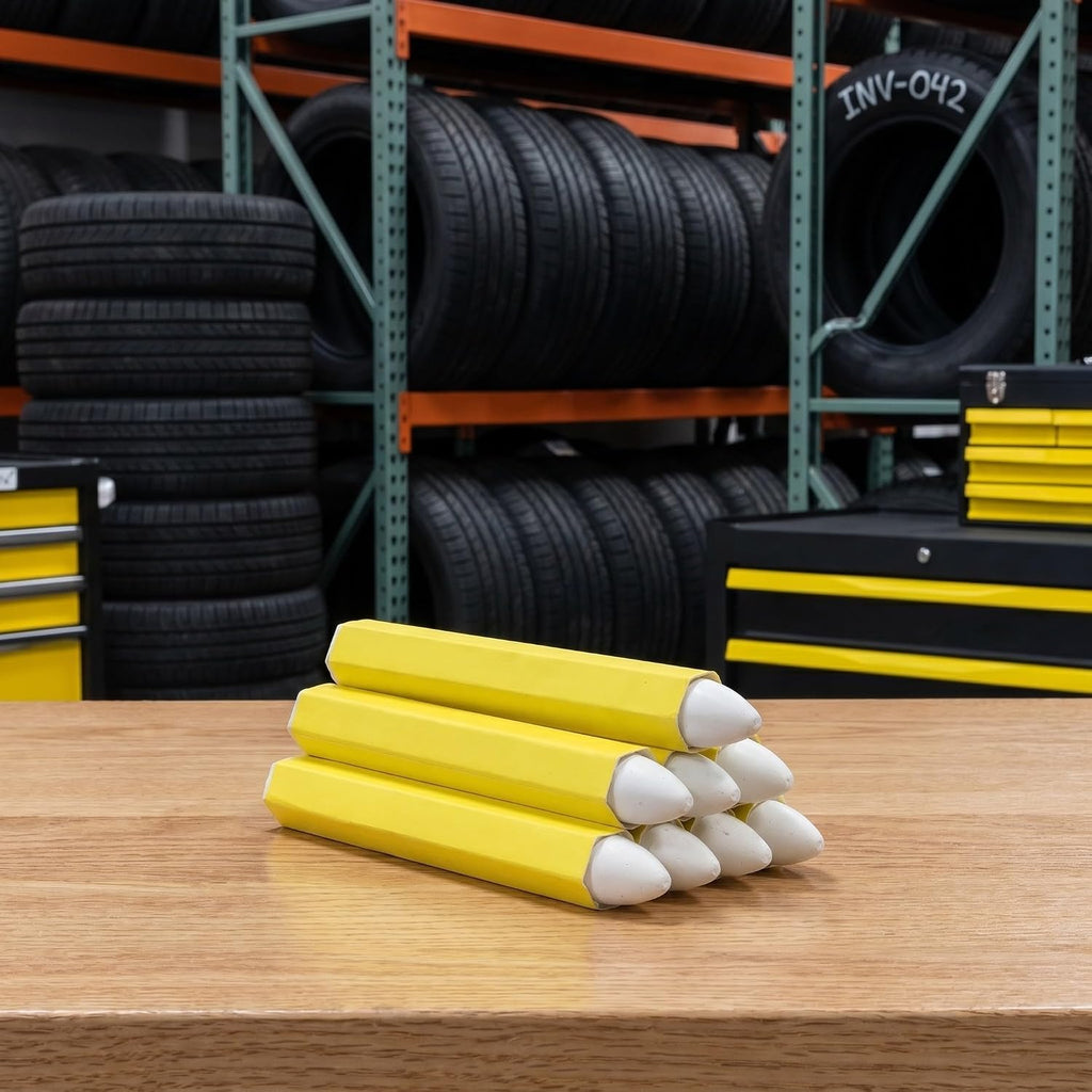 Alipis 12pcs White Waterproof Wax Tire Marker Pens with Anti-slip Barrel for Smooth Marking on Tires for Auto Repair and Shop Use