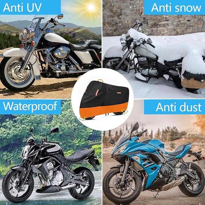Motorcycle Cover 300D Oxford Motorcycle Covers Waterproof Outdoor Storage Fit - Image 7