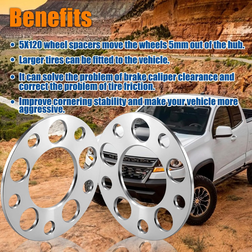 GAsupply 5mm 5x120mm Wheel Spacers Fit for 128i 135i 318i 320i 325i 328i 335i M3 428i 435i M4 525i 528i 530i 535i M5 Z3 Z4 640i 645ci E36 E46 E90 E92 E93 F10 F30, 72.56mm Hub Bore Forged Spacer, 2PCS