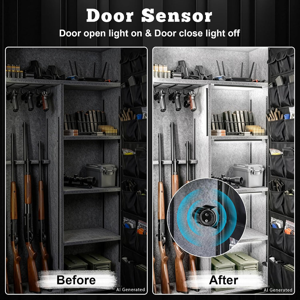 door activated gun safe light kit, 5000k linkable shown in use