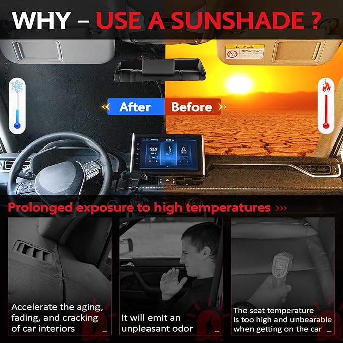 KAYZT Windshield Sun Shade for 2008-2013 Toyota Highlander Foldable Sunshade - Image 4