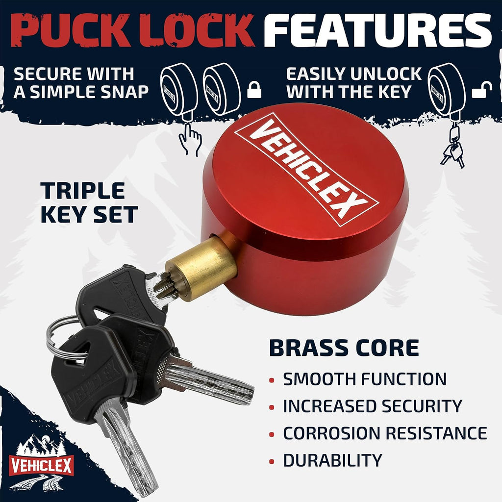 Vehiclex 2-5/16-Inch Trailer Coupler Lock – Refined Fit Design, Thick-Walled Carbon Steel, Dual-Layer Weather Protection (Red)
