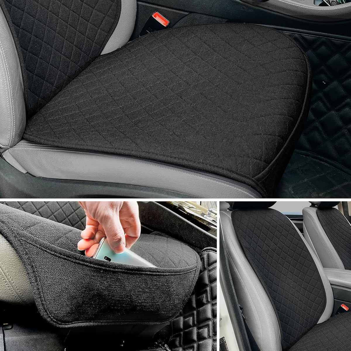 bopuovre linen front car seat covers breathable fabric shown in use