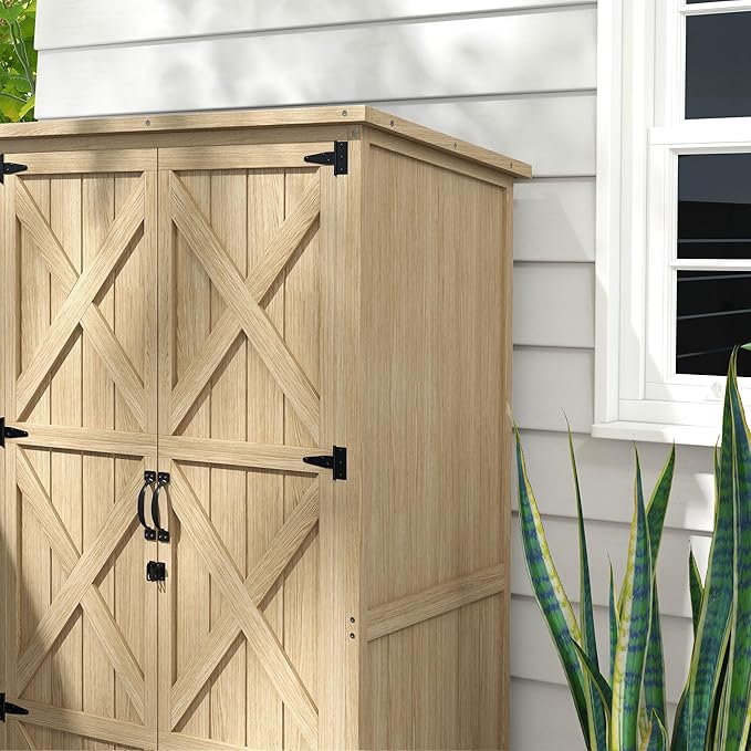 Wooden Garden Shed, Outdoor Storage Cabinet - Image 9