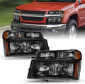 TUSDAR 4pcs Headlight Assembly Set Replacement for 2004-2012 Chevy Colorado/GMC Canyon, 2006-2008 Isuzu I-Series w/Bumper Lights Black & Smoke