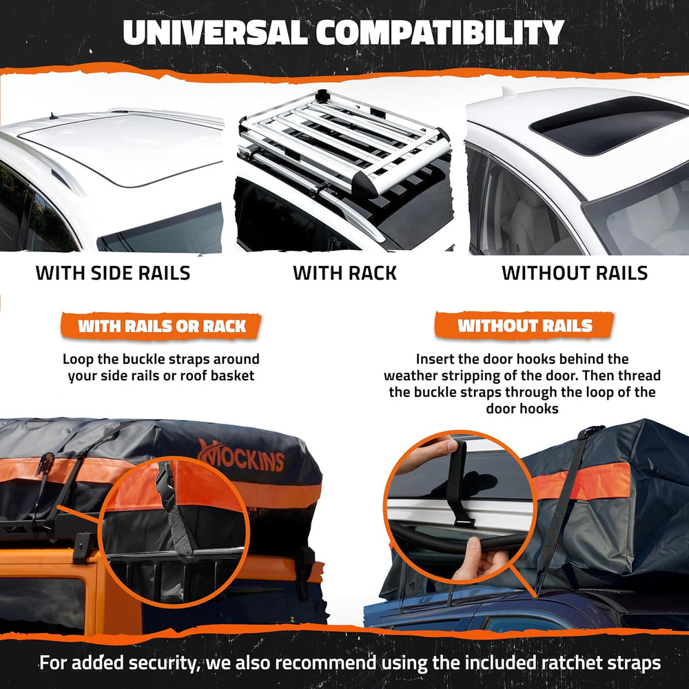 Mockins 30 Cu.Ft. All-Weather Rooftop Cargo Carrier Bag | 60"x43"x2...