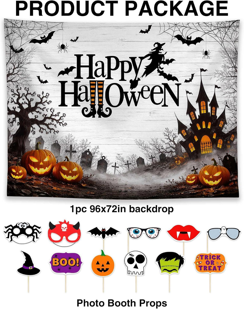 Allenjoy 96" x 72" Happy Halloween Photography Backdrop with Photo ...