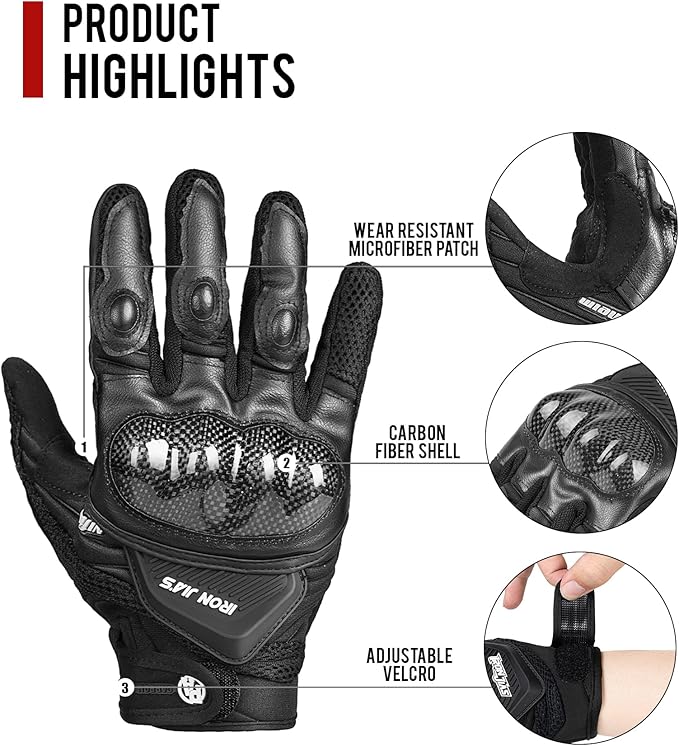 Motorcycle Gloves Touch Screen for Men Women Padding Hard Knuckle Cycling - Image 5