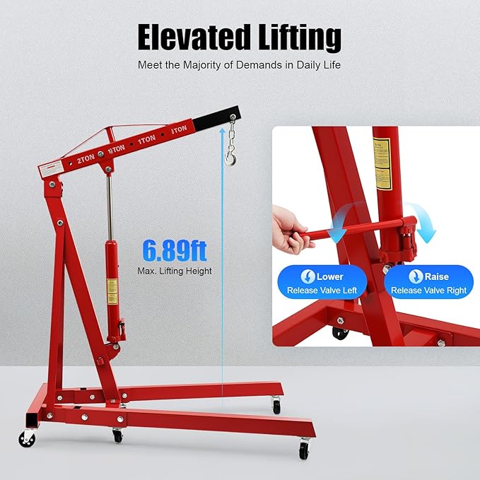 2 Ton Hydraulic Engine Hoist, Folding Engine Lift - Image 7