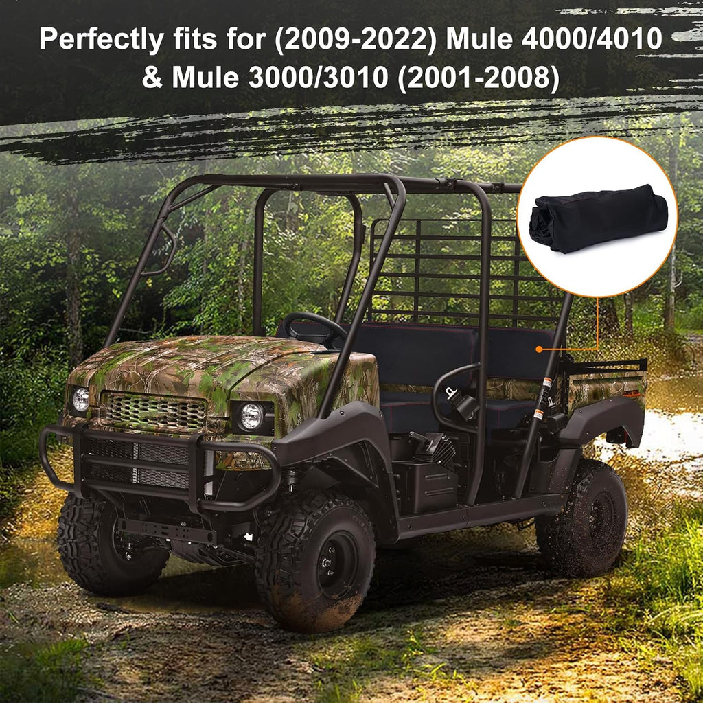 BORDAN UTV Waterproof Seat Cover for Kawasaki Mule 4000 4010 2009-2025, Heavy Duty 1680D Seat Covers for UTV Kawasaki Mule 3000 3010 2001-2008 Full Protection Outdoor (2 PCS)
