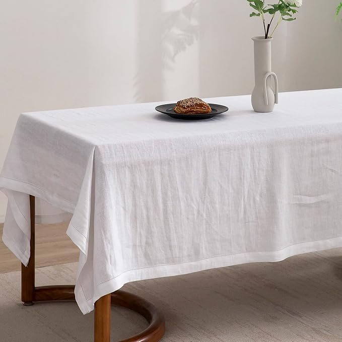 EVERLY 100% Pure Linen Rectangle Tablecloths 60x144Inches for Dining, Buffet ...
