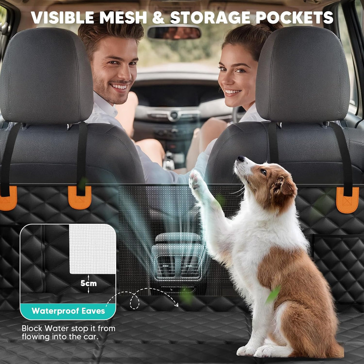 dog car seat cover for back seat, hard shown in use