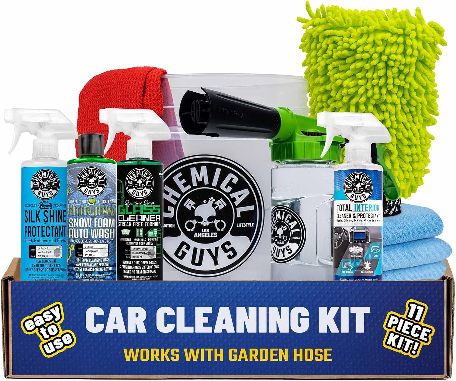Chemical Guys Foam Gun Car Wash Kit With Bucket, Garden Hose Foam Sprayer, Microfiber Towels And Total Interior Cleaner - Complete Auto Detailing Wash And Car Care Bundle