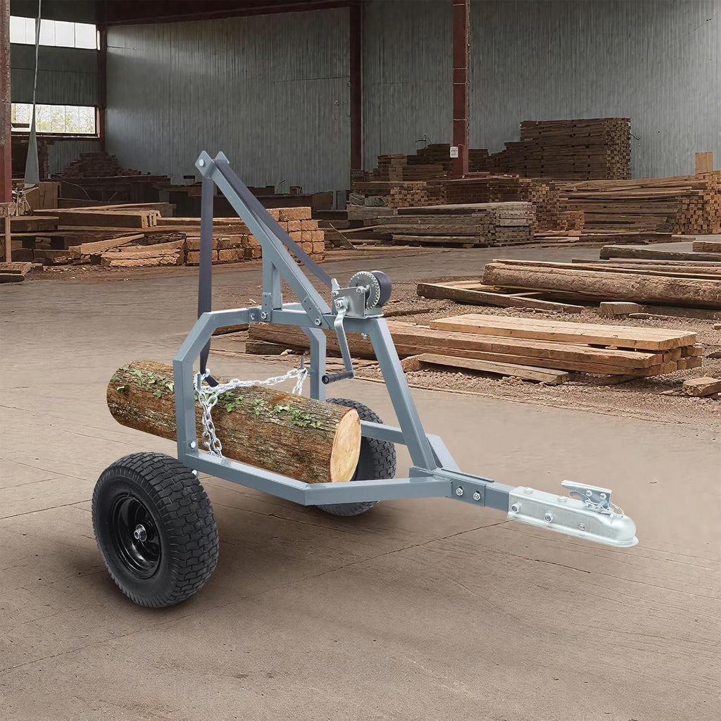 Log Skidding Arch, 24in Diameter 1600lbs Capacity ATV Trailer, Ball-Type Trailer Hitch Mounted Log Dolly, Heavy-Duty ATV Dolly with Two 16in Pneumatic Tires for Vehicles