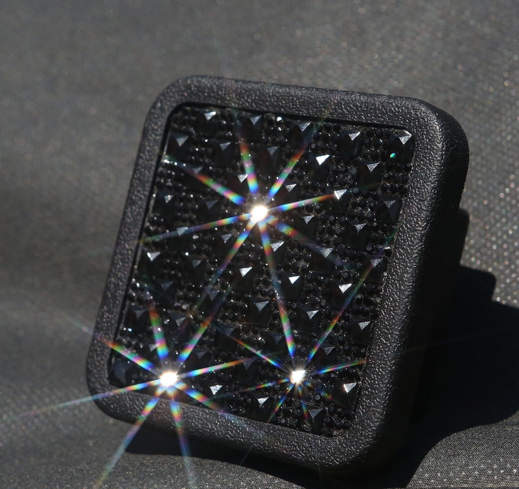 Diamond Crystal Bling Rhinestone Trailer Hitch Cover Tube Insert Fits 2" Receivers (Fits 2" Receivers, Black)