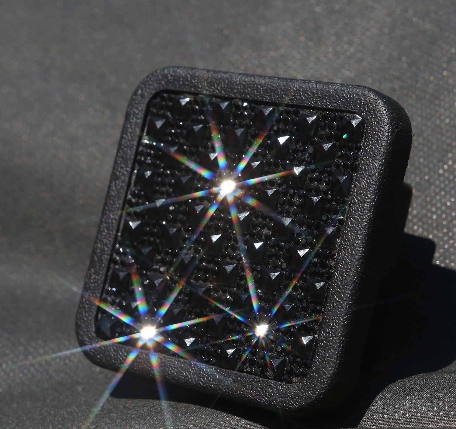 Diamond Crystal Bling Rhinestone Trailer Hitch Cover Tube Insert Fits 2" Receivers (Fits 2" Receivers, Black)