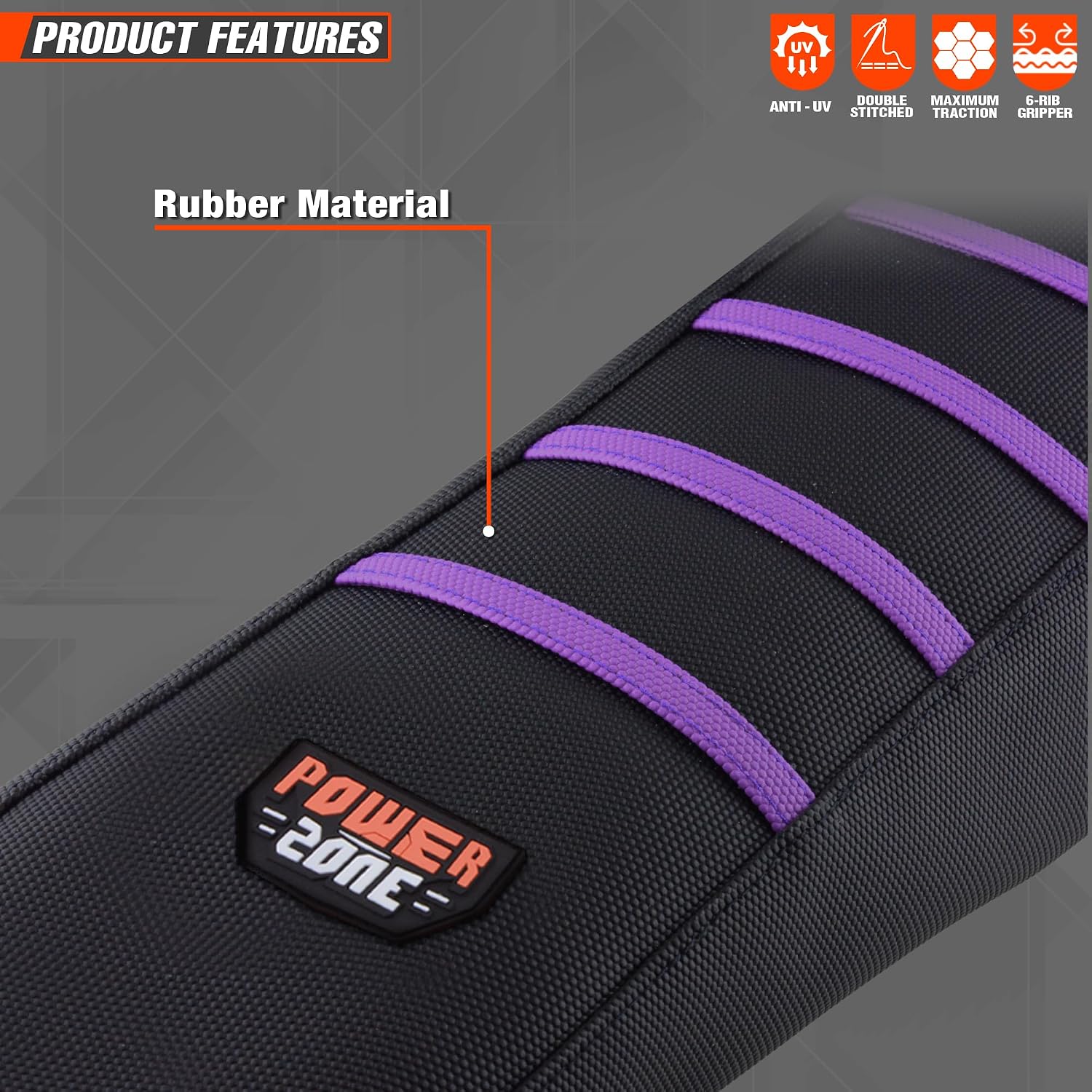 Universial Dirt Bike Seat Cover - Soft Ribbed Rubber Seat Covers for Motorcross Enduro (Purple)