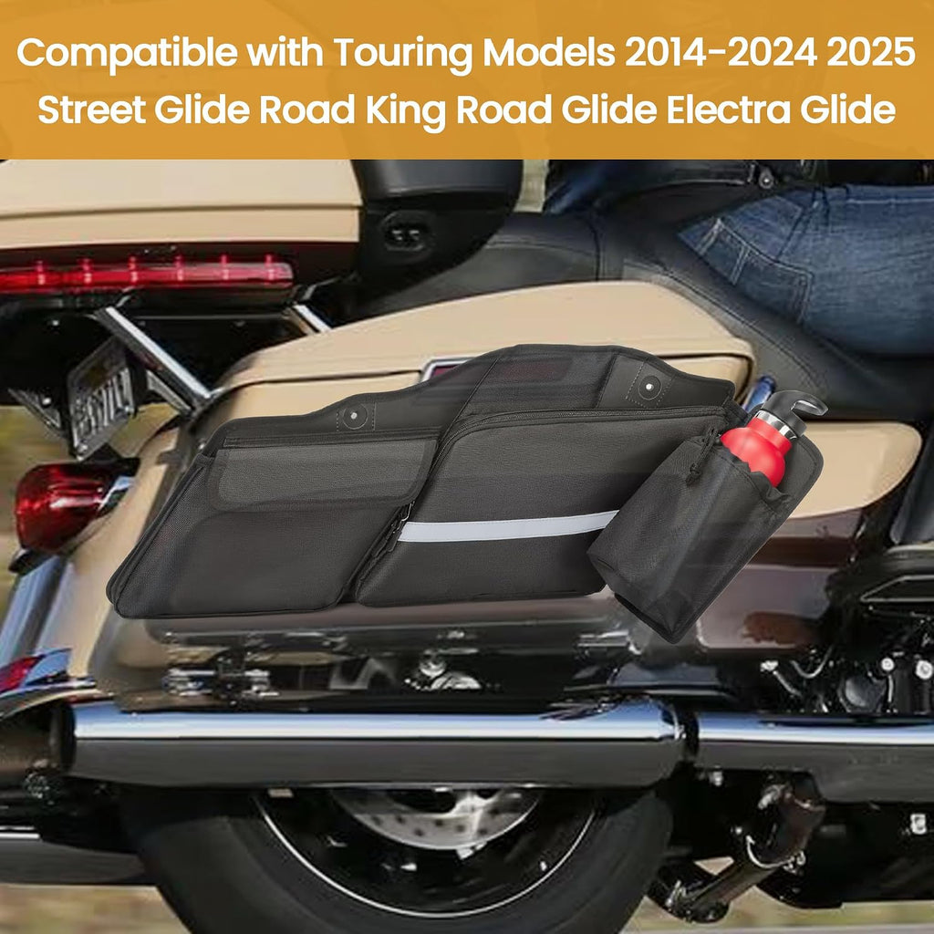 HODRANT Motorcycle Saddlebag Organizer, Saddlebag Liners Side Bag Compatible with Touring Models 2014-2025 Street Glide Road Glide Road King Electra Glide, Saddlebag Tool Storage Organizer, 2 Packs