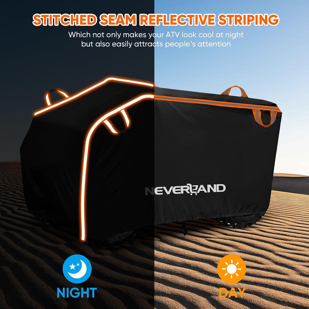 NEVERLAND ATV Cover Waterproof Heavy Duty 4 Wheeler Cover with Buckle, Dustproof Anti UV Windproof All Weather Outdoor Storage Quad Cover for Polaris Sportsman Yamaha Suzuki Honda Coleman Can am XXL