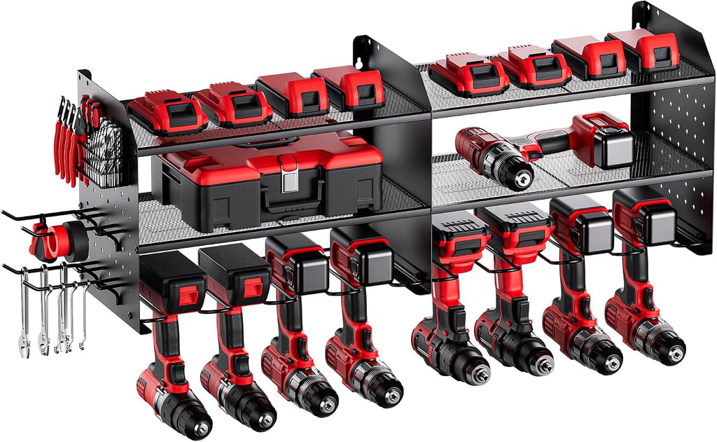 TRZZ 2-in-1 Power Tool Organizer Wall Mount, 3-Layer Drill Holder