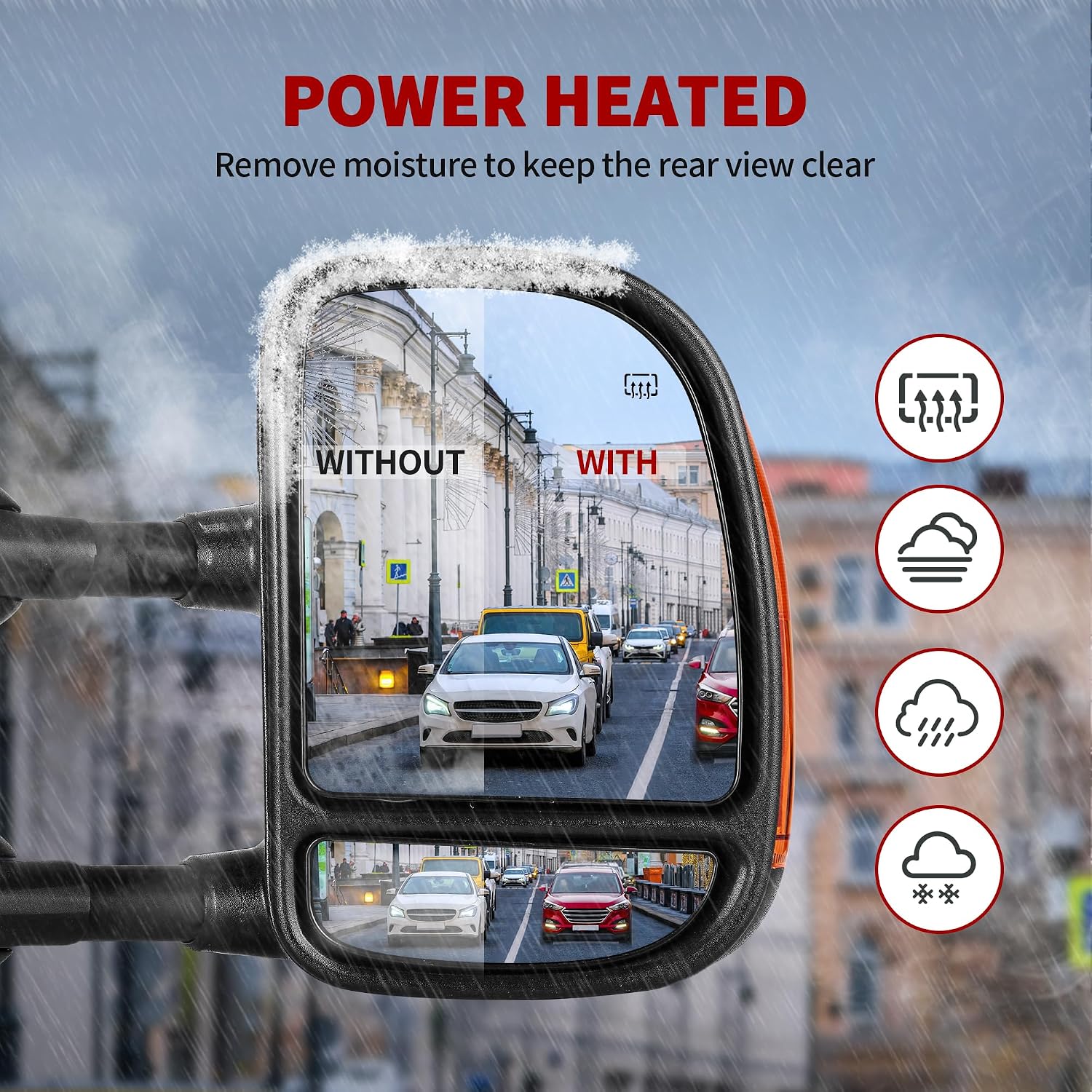 YITAMOTOR Right Side Towing Mirror Compatible with 1999-2007 F250 F350 F450 F550 Super Duty, 2001-2005 Excursion Power Heated Manual Telescoping Folding Passenger Mirror with Turn Signal
