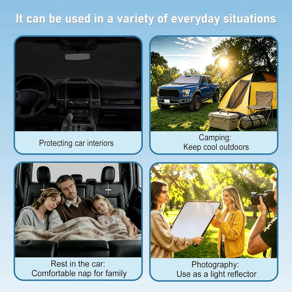 Windshield Sun Shade Compatible with 2015-2020 Ford F150 Accessories,Foldable Front Sun Visor,F-150 Sunshade,Fits Lariat,King Ranch,Platinum,XL,XLT,Limited and Raptor Model