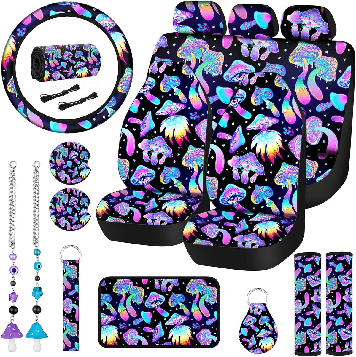 riakrum 17 pcs mushroom car seat covers mushroom, main product view
