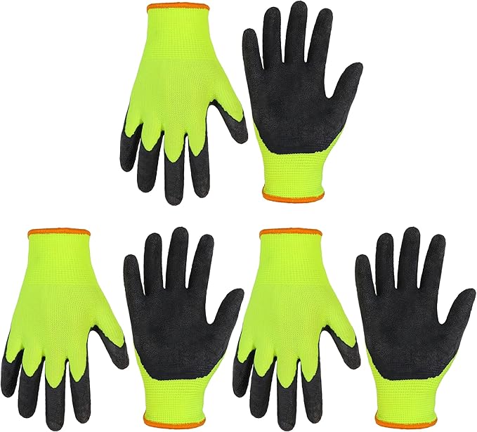 HANDLANDY 3 Pairs Kids Gardening Gloves Latex Free, Nitrile Coated Children by HANDLANDY
