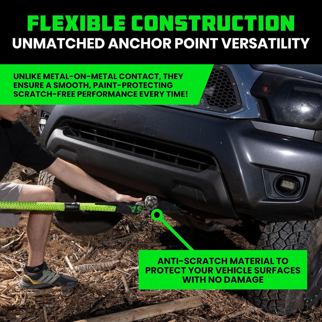 Rhino USA Synthetic Soft Shackle Rope (2-Pack) - 1/2 Inch x 22 Inch (44,050lb Min Break Strength) Offroad Soft Shackle Recovery Kit for Truck, UTV, ATV - Compatible with Jeep, Toyota, Ford & More!